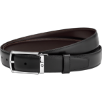 MONTBLANC. Cintura reversibile nera/marrone in pelle liscia.